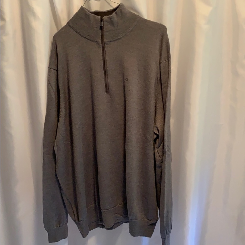 Calvin Klein Merino Wool 1/4 zip sweater gray